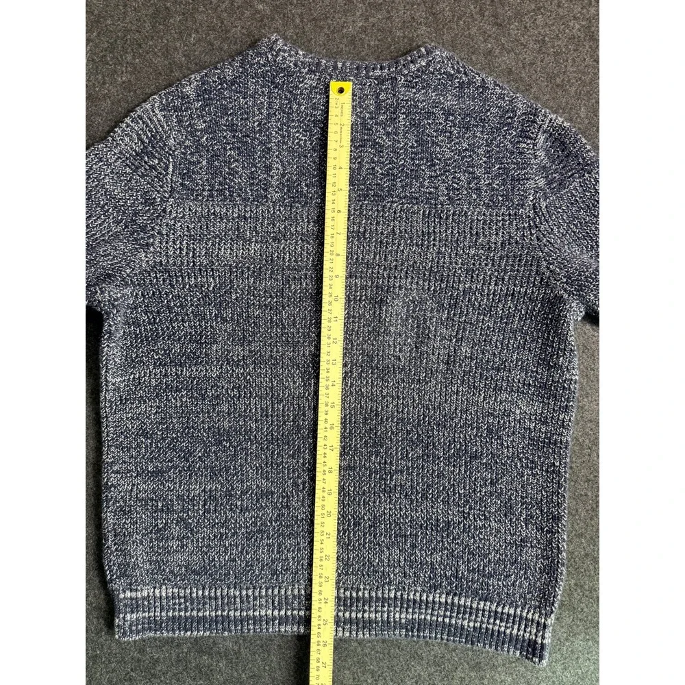 Banana Republic Mens XL Navy Blue Marled Chunky Knit Cotton Fisherman Sweater